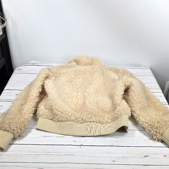 ZARA Cream Teddy Sherpa Bomber Fleece Jacket Size S - Picture 6 of 6
